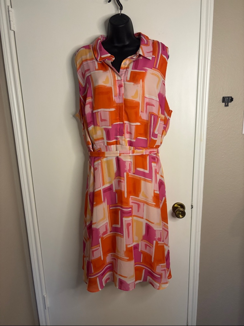 AGB Pink & Orange Geometric Shirt Dress